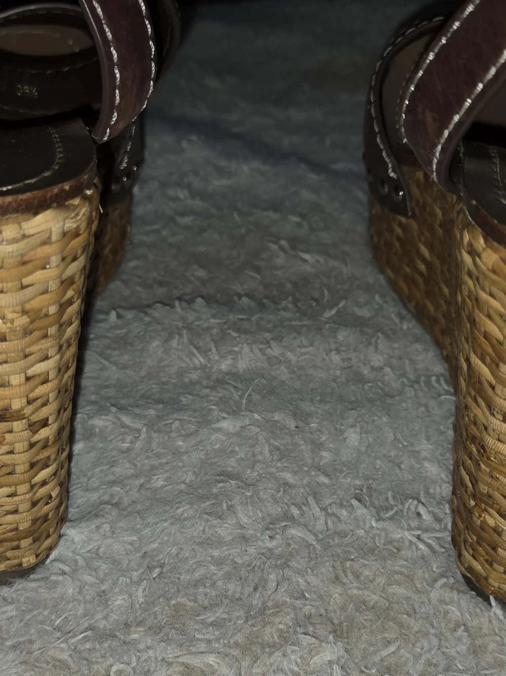 Prada Brown Leather Rattan Wedge Sandals Size 6 US or Size 36.5 EU